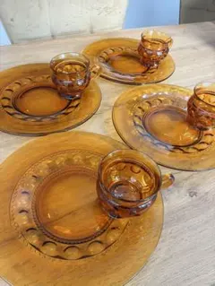 インディアナグラス ディプレショングラス 3pcセット× 2人分 Indiana Glass インディアナグラス キングスクラウン スナック