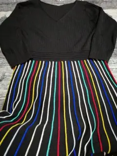 グレースコンチネンタル　diagram　ワンピース　ニット　黒×マルチカラ－