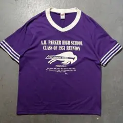 90s USA製 SOFFE リンガーTシャツ Vネック XL パープル 古着のサムネイル