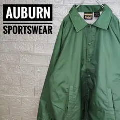 海外製AUBURN　古着無地ナイロンコーチジャケット緑L