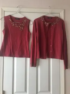 ♡ミカレディ♡ 素敵刺繍　ビーズ　アンサンブル　カーディガン　ニット　カットソー