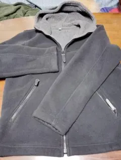 フリース フード付き パーカー 黒