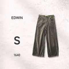 EDWIN エドウィン ベロア調 ワイドパンツ ブラウン S 秋冬 美脚 上品のサムネイル