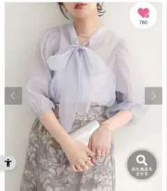 natural couture 配色シアーボウタイブラウス