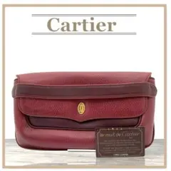 Cartier カルティエ マストライン クラッチバッグ ボルドー レザー