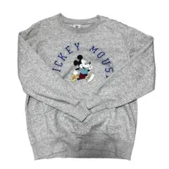 Disney GU ミッキーマウス スウェット L グレー カレッジロゴ
