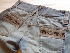 【Dolce & Gabbana】 ラインストーンロゴダメージデニムパンツ/36のサムネイル