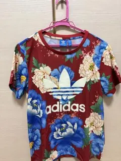 美品 adidas 半袖ボタニカル花柄Tシャツ adidas 半袖Tシャツ 花柄フラワープリント - メルカリ