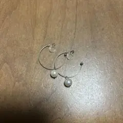 ゴールド パール フープイヤリング