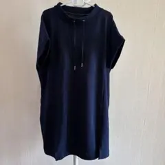 ネイビー半袖チュニック　裏起毛　LLサイズ