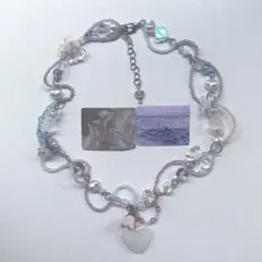 ビーズネックレス ハンドメイド ウィッシュコア y2k ハート フラワー リボン