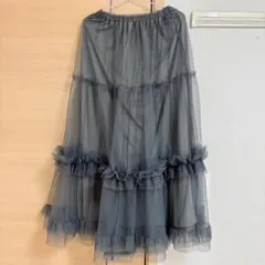 GRL グレイル チュールフリルティアードロングスカート