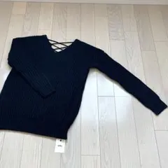 【未着用】GRL グレイル リブ編みニット Vネック ブラック フリーサイズ