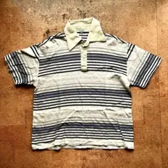 トップス　Guy Laroche ボーダー　ポロシャツ M ストライプ　ベージュのサムネイル