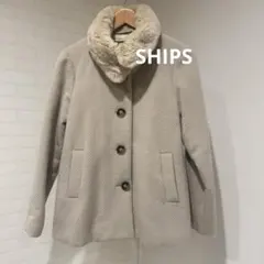 SHIPSふわふわ！ウールアンゴラショートコート(ファー付/M)