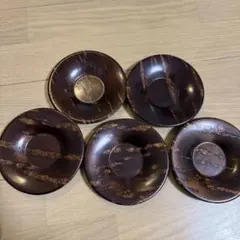 木製茶托 5枚セット 自然な木目　高級感　アンティーク　ブラウン　茶色