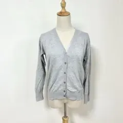 ユニクロ✨UVカットスーピマコットンＶネックカーディガン【Ｍ】長袖　杢グレー系
