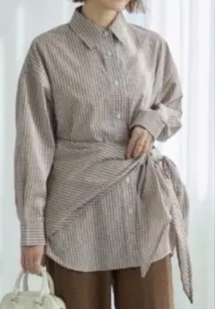 しまむら 田中里奈 mysa closet スカーフ付きブラウス L 淡薄橙