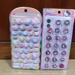 新品未開封　大人気キティーちゃんシール２枚セット　おはじきコットンパフィ