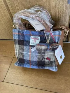 Harris Tweed キティ　チェック柄バッグ　ハリスツイード　2way