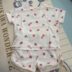 いちご柄キャラクター上下セット 80cm