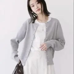 アメリカンホリック/レディース/クルーネックニットカーディガン/グレー/長袖/L