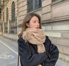 【新品】25%カシミヤ ベージュ マフラー　レディース　メンズマフラー