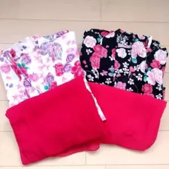 花柄浴衣 120cm 赤い帯付き ２着セット