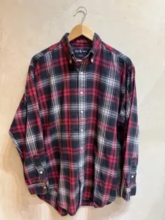 ラルフローレン 赤系チェックBDシャツ Mサイズ BLAIRE コットン100のサムネイル
