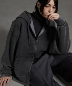 CIYOT ヴィンテージ加工ケミカルウォッシュ ダブルジップダンボールパーカー