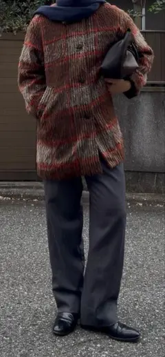 ロングコート　john bull ブラウン系チェック