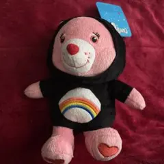 ケアベア　フード付きピンククマぬいぐるみ