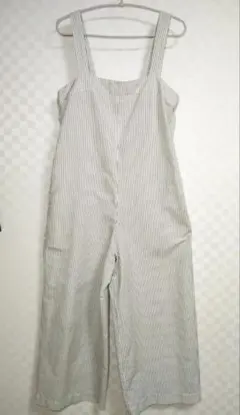 UNIQLO ストライプ リネンブレンドサロペット　ストライプ