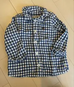 【着用1回のみ】ミキハウス ギンガムチェック シャツ 75-85