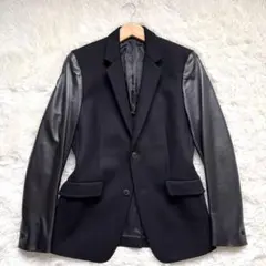 【美品】Theory テーラードジャケット ラムレザー袖 カシミヤ ウール M