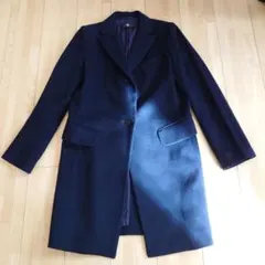 +J ネイビー カシミヤロングコート L