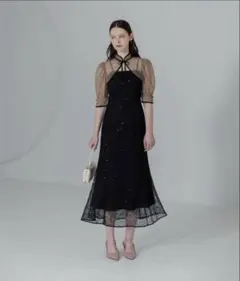 Leja スパンコールボタニカルマーメイドボレロ2WAYワンピースドレス