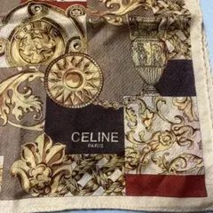 【新品】CELINE セリーヌ 大判ハンカチ スカーフ チェーン柄 ゴールド