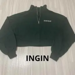 INGNI ハーフジップ クロップドスウェット M ダークグリーン