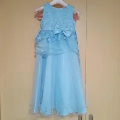 水色 フラワーレースドレス