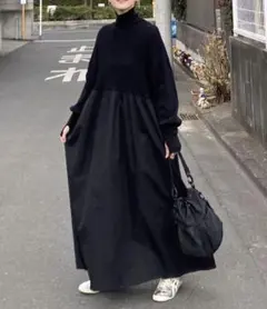 【CORNERS by KR】指穴付きハイネックドッキングワンピース