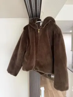 BAYFLOW ファーフーディブルゾン　ブラウン