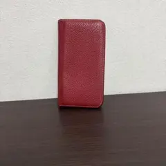 赤 手帳型 iPhone15ケース カードポケット付 ハナトラ　hanatora