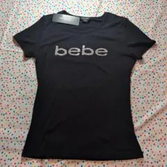 bebe 半袖 Tシャツ ブラック ラインストーンロゴ