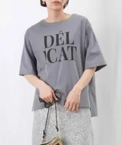 LC/LLL シルケットロゴカットソー / サイドスリットロゴTシャツ グレーのサムネイル