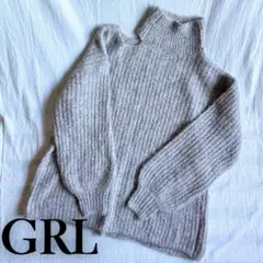 GRL サムホール付き ショルダーオープン ニット トップス ハイネック