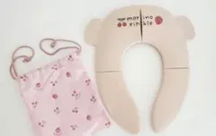 新品　モリノリンクル　さくらぼといちご　袋付き　折りたたみ　補助便座　ピンク