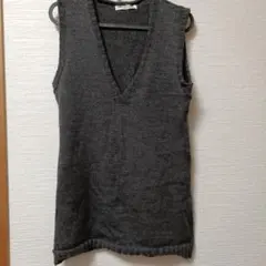 COMME CA DU MODE ダークグレー Vネックニットベスト
