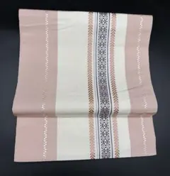 高級　正絹　洒落帯　名古屋帯　博多織　献上柄　幾何学模様　312