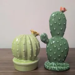 フランフラン　サボテン　カクタスオブジェ　陶器　ポーセリン　置物